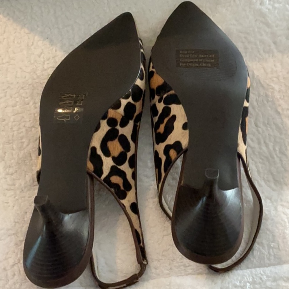 NWOT Michael Kors Leopard Print Calf Hair Kitten Heel Slingbacks - Picture 6 of 9